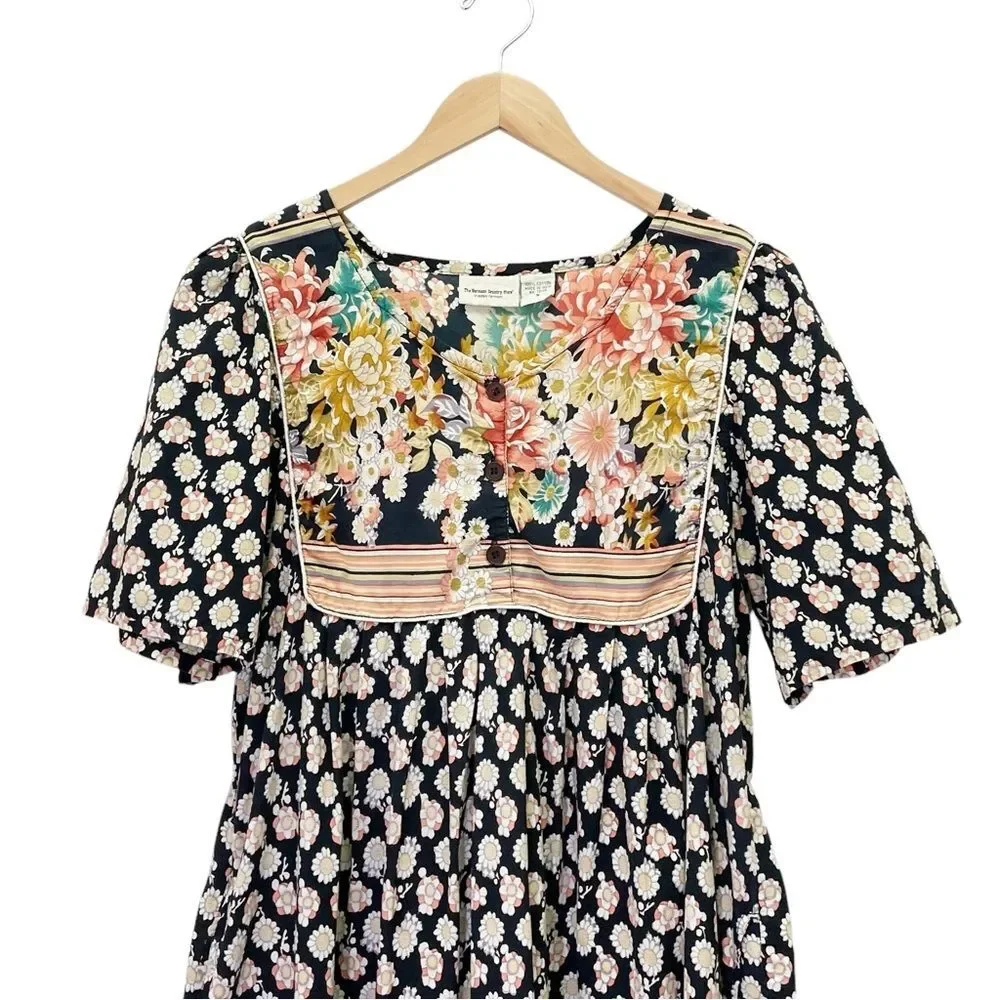 Vintage Vermont Country Store Maxi Dress Patchwork Floral Black Pink Size Small